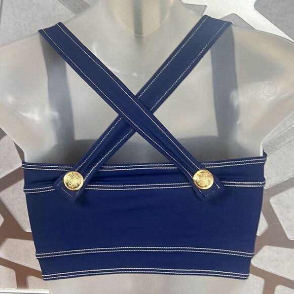 Oye Lavinia Bikini Swimsuit Set Blue Bandeau High Waisted NWT - Picture 10 of 16